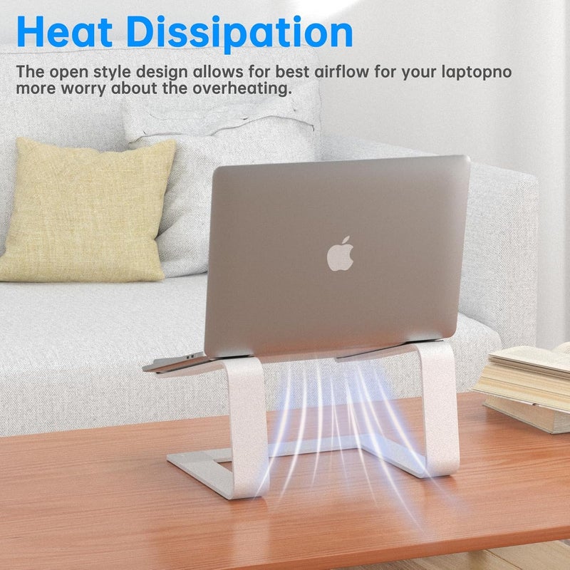 GleYo Laptop Stand for Desk Detachable Aluminum Computer Riser Portable Metal Notebook Printer Stand Holder Compatible with MacBook Air, Pro, Dell, HP, Lenovo and All 10-16" Laptops, Silver - Image 4